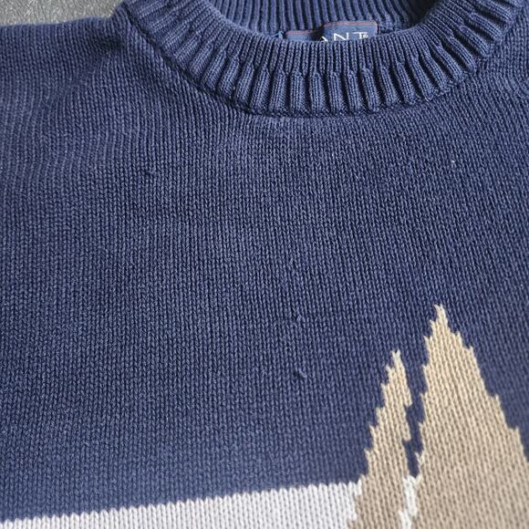 Vintage 90's GANT Sailboat Hand Intarsia Navy Sweater XXLT - Picture 5 of 7